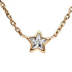 COLLIER VERMEIL ETOILE OXYDE BLANCS SERTIS 37+3CM