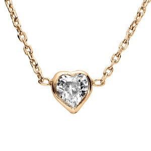 COLLIER VERMEIL COEUR OXYDE BLANCS SERTIS 37+3CM