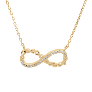 COLLIER VERMEIL MOTIF INFINI AVEC OXYDES BLANCS SERTIS 44CM RÉGLABLE 42 ET 40CM