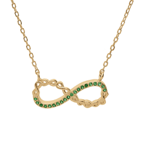 COLLIER VERMEIL INFINI AVEC OXYDES VERTS  44CM RÉGLABLE 42 ET 40