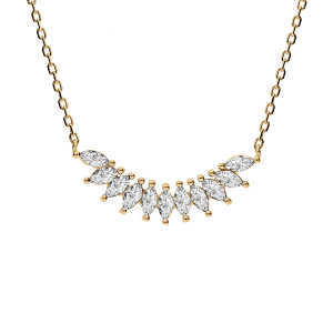 COLLIER ARGENT RHODIÉ NAVETTES OXYDES BLANCS 42+3CM