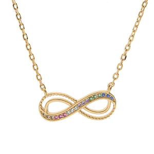 COLLIER VERMEIL MOTIF INFINI AVEC OXYDES MULTI COULEURS SERTIS 44CM RÉGLABLE 42 ET 40CM