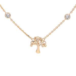 COLLIER VERMEIL ARBRE DE VIE ET 4 OXYDES BLANCS SERTIS 40+5CM
