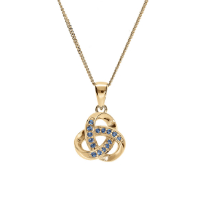COLLIER VERMEIL PENDENTIF NOEUD OXYDES BLEU CIEL SERTIS 42+3CM