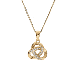 COLLIER VERMEIL PENDENTIF NOEUD OXYDES BLANCS SERTIS 42+3CM