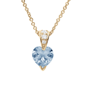 COLLIER VERMEIL PENDENTIF COEUR OXYDE BLEU CIEL ET BLANCS 42+3CM