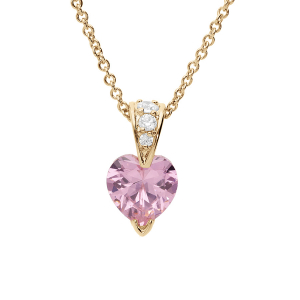 COLLIER VERMEIL PENDENTIF COEUR OXYDE ROSES ET BLANCS 42+3CM