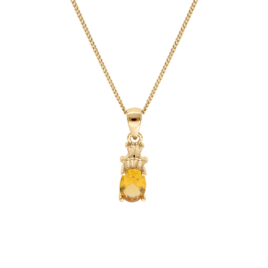 COLLIER VERMEIL PENDENTIF OXYDE BLANC ET COULEUR MIEL 42+3CM