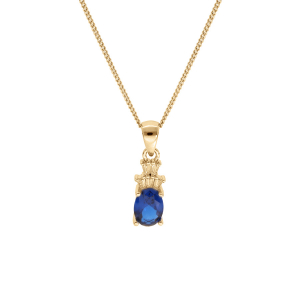 COLLIER VERMEIL PENDENTIF OXYDE BLANC ET BLEU FONCÉ 42+3CM