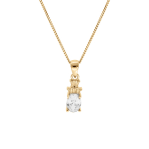 COLLIER VERMEIL PENDENTIF OXYDES BLANCS 42+3CM
