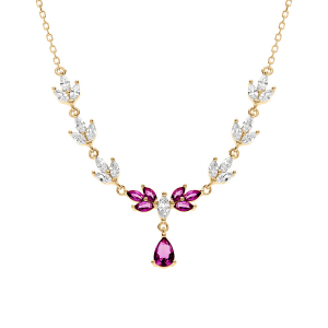 COLLIER VERMEIL OXYDES ROUGE ET BLANC 42+3CM