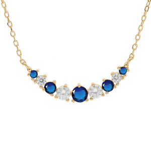 COLLIER VERMEIL ARRONDI OXYDES BLANCS ET BLEUS SERTIS 42+3CM