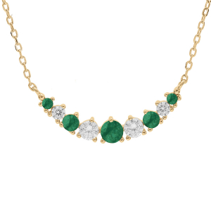 COLLIER VERMEIL ARRONDI OXYDES BLANCS ET VERT FONCÉ SERTIS 42+3CM