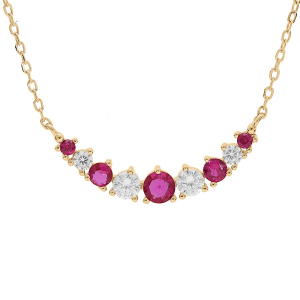 COLLIER VERMEIL ARRONDI OXYDES BLANCS ET FUSHIA SERTIS 42+3CM