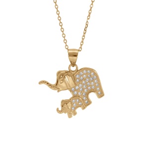 COLLIER VERMEIL ELÉPHANTS OXYDES BLANCS 38+4CM