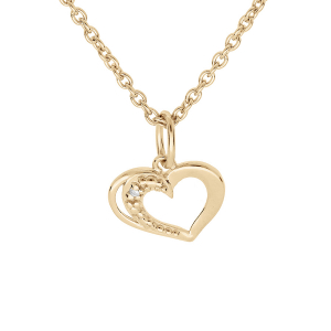 COLLIER VERMEIL PENDENTIF COEUR OXYDES BLANCS SERTIS 38+5CM