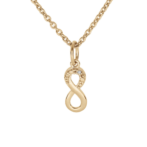 COLLIER VERMEIL PENDENTIF INFINI OXYDES BLANCS SERTIS 38+5CM