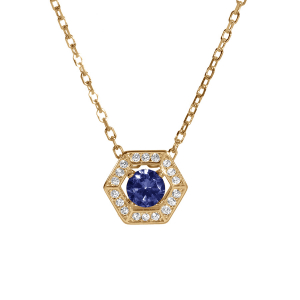 COLLIER VERMEIL PENDENTIF OXYDE BLEU ET CONTOUR OXYDES BLANCS 42+3CM