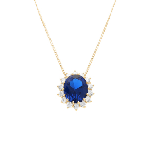 COLLIER VERMEIL PENDENTIF ROYALE  OXYDE BLEU (10 MM X 12 MM) 42+3CM