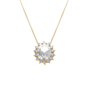 COLLIER VERMEIL PENDENTIF ROYALE  OXYDE  BLANC (10 MM X 12 MM) 42+3CM