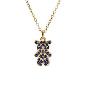 COLLIER VERMEIL OURSON OXYDES BLEU 38+6CM