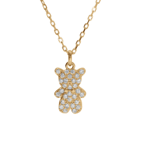 COLLIER VERMEIL OURSON OXYDES BLANCS 38+6CM