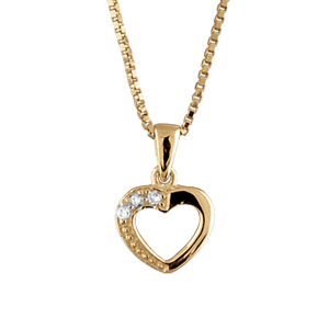 COLLIER VERMEIL PETIT COEUR OUVERT PIERRES BLANCHES SYNTHETIQUE 42+3CM