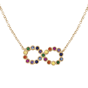 COLLIER VERMEIL MOTIF INFINI MULTI COULEURS  42+3CM