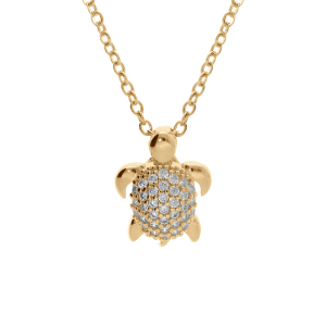 COLLIER  VERMEIL TORTUE OXYDES BLANCS 40+4CM