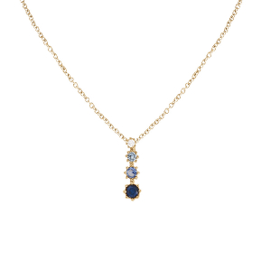 COLLIER VERMEIL PENDANT DEGRADÉ OXYDES BLEU 42+3CM