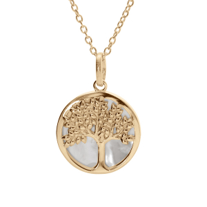 COLLIER VERMEIL ARBRE DE VIE AVEC NACRE BLANCHE 42+3CM