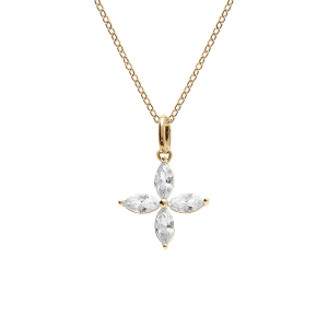 COLLIER VERMEIL PENDENTIF FLEUR OXYDE BLANC 40+4CM