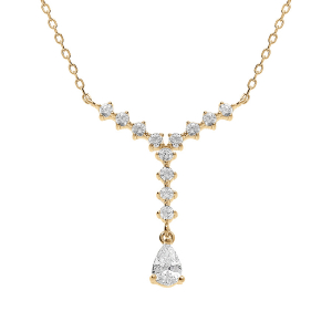 COLLIER VERMEIL FORME Y OXYDES BLANCS SERTIS 42+3CM