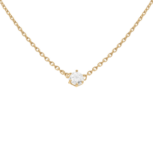 COLLIER SOLITAIRE VERMEIL OXYDE BLANC 4MM SERTIS 6 GRIFFES  38+4CM