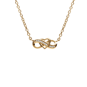 COLLIER VERMEIL INFINI ET COEUR OXYDES BLANCS SERTIS 41+3CM