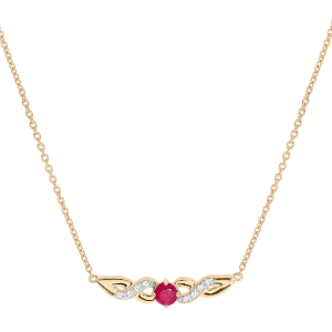 COLLIER VERMEIL RUBIS VERITABLE ET TOPAZES BLANCHES 42+3CM