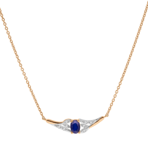 COLLIER VERMEIL SAPHIR VÉRITABLE ET TOPAZES BLANCHES 42+3CM