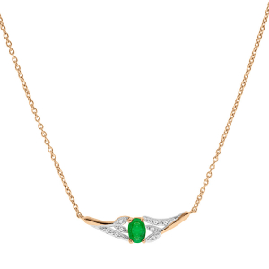 COLLIER VERMEIL EMERAUDE VÉRITABLE ET TOPAZES BLANCHES 42+3CM
