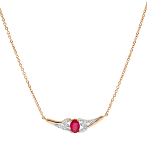 COLLIER VERMEIL RUBIS VÉRITABLE ET TOPAZES BLANCHES 42+3CM