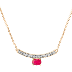 COLLIER VERMEIL RUBIS VÉRITABLE ET TOPAZES BLANCHES 42+3CM