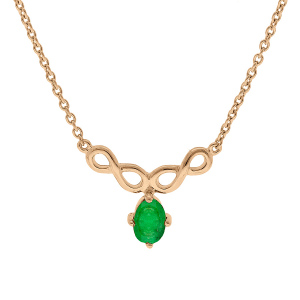 COLLIER VERMEIL MOTIF INFINI EMERAUDE VÉRITABLE  42+3CM