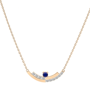 COLLIER VERMEIL SAPHIR VÉRITABLE ET TOPAZES BLANCHES SERTIES 42+3CM