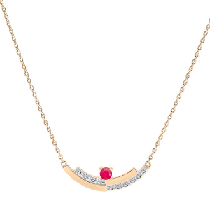 COLLIER VERMEIL RUBIS VÉRITABLE ET TOPAZES BLANCHES SERTIES 42+3CM