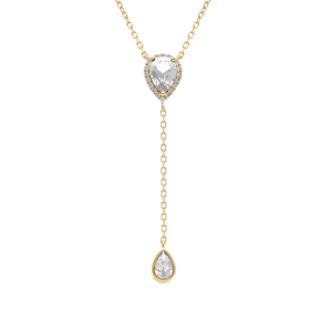 COLLIER VERMEIL FORME CRAVATE GOUTTE OXYDE BLANCS CONTOUR OXYDES BLANCS 39+5CM