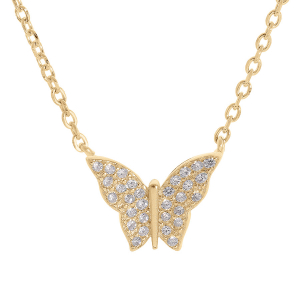 COLLIER VERMEIL PAPILLON OXYDES BLANCS SERTIS 43CM REGLA 41 ET 39CM