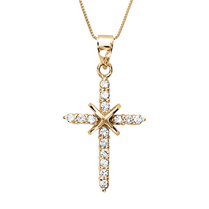 COLLIER VERMEIL CROIX FINE PIERRES BLANCHES SYNTHETIQUE 45CM