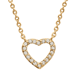 COLLIER VERMEIL COEUR AJOURE PIERRES SYNTHETIQUE BLANCHES 40+2CM