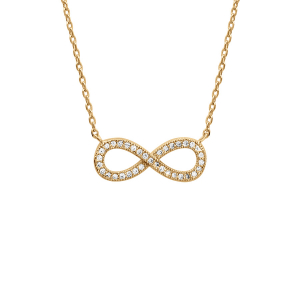 COLLIER VERMEIL FORME HUIT (INFINI) PIERRES BLANCHES SYNTHETIQUE 44CM REGLABLE