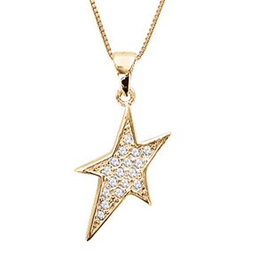 COLLIER VERMEIL PEND ETOILE PT PIERRES BLANCHES SYNTHETIQUE 42+3CM