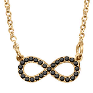 COLLIER VERMEIL FORME HUIT (INFINI) PETIT MODELE PIERRES NOIRES SYNTHETIQUE 42+3CM